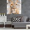 tableau deco lion aquarelle
