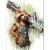 tableau déco super héros Rocket Raccoon des gardiens de la galaxie de marvel