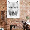 tableau deco loup noir et blanc scandinave