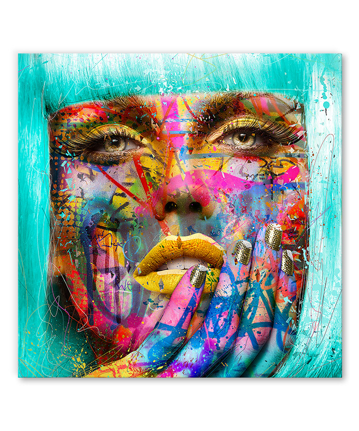 tableau portrait femme visage grafitti pop art