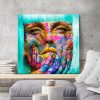 tableau portrait femme visage grafitti pop art