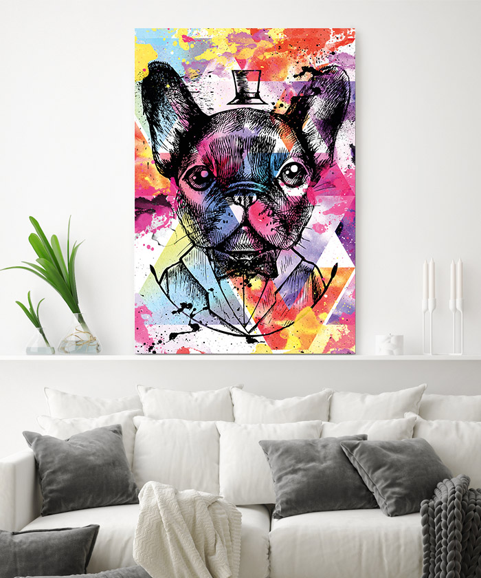 bijtend Mew Mew vitaliteit Tableau décoratif Bulldog Francais chien Pop Art - Tableau Deco