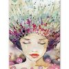 tableau deco portrait de femme florale aquarelle
