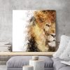 tableau portrait lion aquarelle