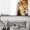 tableau portrait lion aquarelle