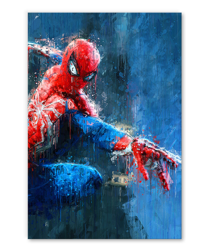 tableau deco spiderman effet peinture