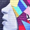 tableau deco street art portrait géométrique