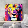 tableau lion multicolor pop art