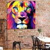 tableau lion multicolor pop art