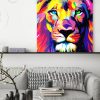 tableau lion multicolor pop art