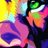 tableau lion multicolor pop art