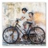 tableau street art 2 enfants sur un vélo George Town Penang