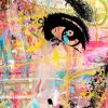 tableau portrait de femme pop street art