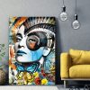 tableau portrait femme pop art spirale punk