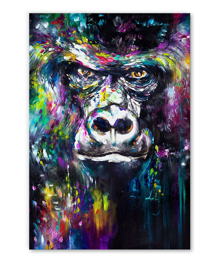 tableau portrait gorille peinture pop art