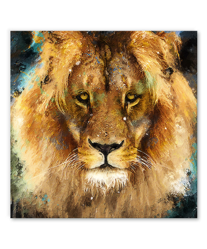 tableau portrait lion peinture pop art