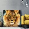 tableau portrait lion peinture pop art