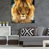 tableau portrait lion peinture pop art