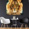 tableau portrait lion peinture pop art