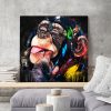 Tableau singe grimace peinture pop art