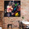 Tableau singe grimace peinture pop art