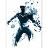 Tableau Black Panther Marvel encre watercolor pop art