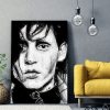 tableau portrait edward aux mains argent tim burton