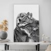 tableau loups noir et blanc