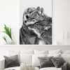 tableau loups noir et blanc