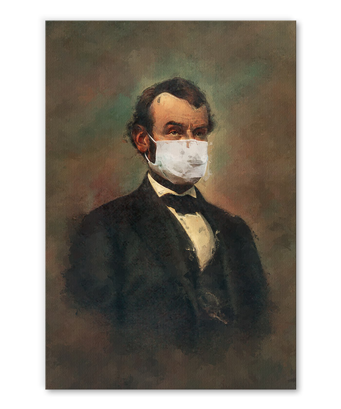 tableau portrait abraham lincoln masque covid-19