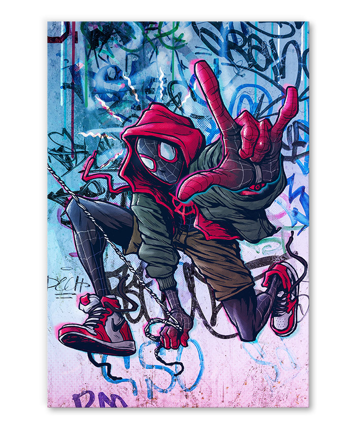 tableau deco spiderman black street art