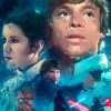tableau star wars personnages peinture luke skywalker princesse leia