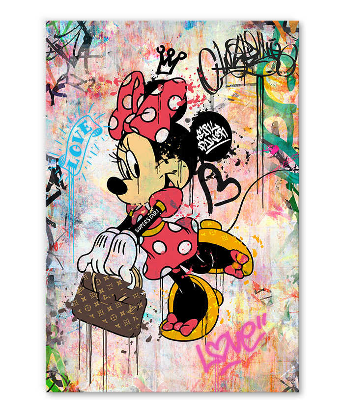 Tableau déco Minnie Mouse sac Louis Vuitton Street Art Disney Mickey -  Tableau Deco