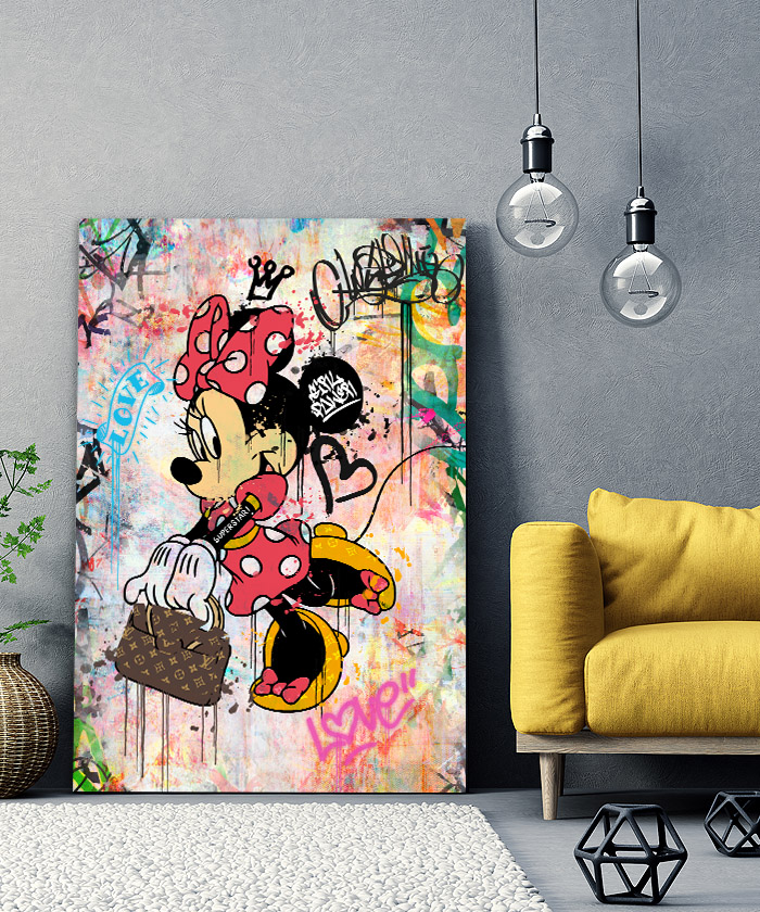Tableau déco Minnie Mouse sac Louis Vuitton Street Art Disney