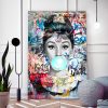 Tableau Audrey Hepburn Chewing-gum Street Art