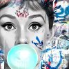 Tableau Audrey Hepburn Chewing-gum Street Art