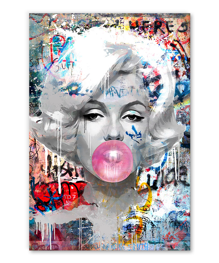 tableau deco street art Marilyn Monroe Bulle de Chewing-gum