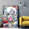 tableau deco street art Marilyn Monroe Bulle de Chewing-gum