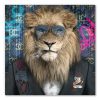 tableau deco lion costume cigare animal pop art