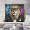 tableau deco lion costume cigare animal pop art
