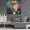 tableau deco lion costume cigare animal pop art