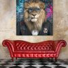tableau deco lion costume cigare animal pop art
