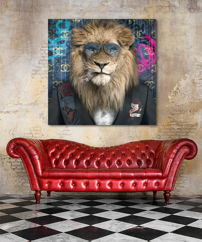 Tableau deco à petit prix Lion pop art rouge
