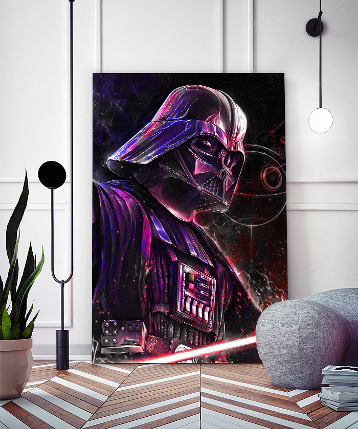 Tableau déco Dark Vador Star Wars effet néon - Tableau Deco