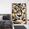 tableau deco leopard peinture animal lion