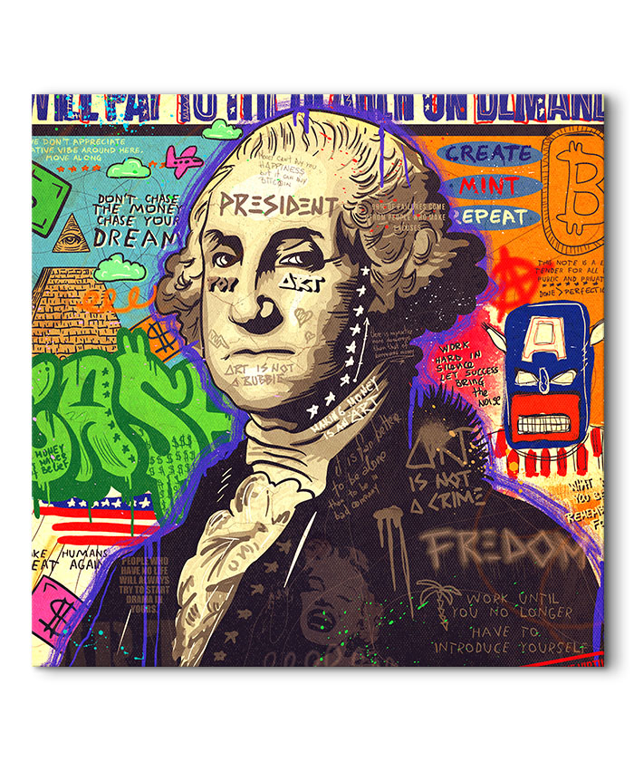Tableau deco Président George Washington Comics Pop Art