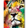 Tableau deco portrait lion peinture street art