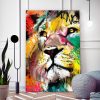 Tableau deco portrait lion peinture street art