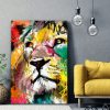 Tableau deco portrait lion peinture street art