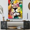 Tableau deco portrait lion peinture street art